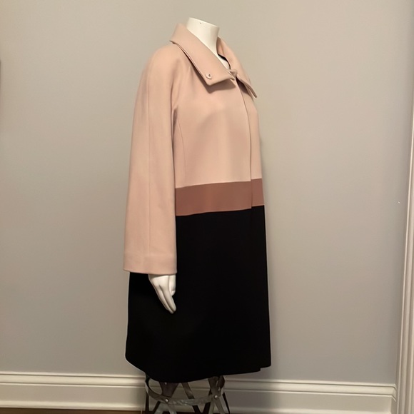 Fleurette Loro Piana Camel, Black and Tan Wool Car Coat Size 14 - Picture 6 of 12